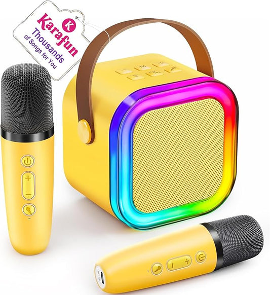 IROO Mini Karaoke Machine for Kids, 2025 TOP Toys Birthday Gifts Ideas for Girls Ages 4, 5, 6, 7, 8, 9, 10, 12+ Years Old, Portable MP3 Player with 2 Wireless Mics for Party-CubbioJoy