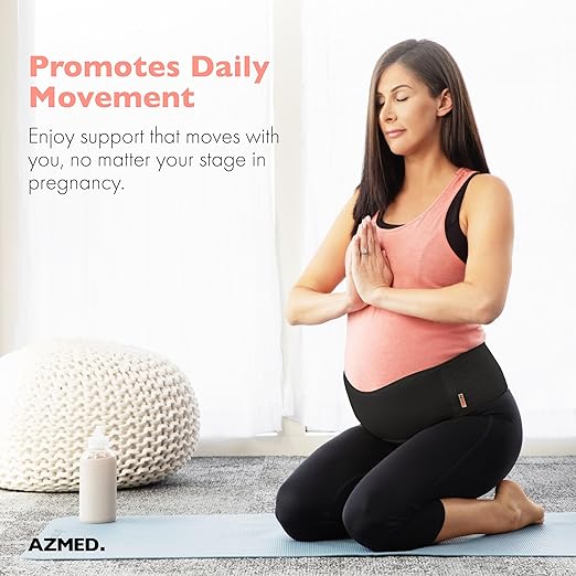 AZMED Maternity Belt Back Support - Adjustable Abdominal Binder for Pregnancy - Belly Band for Pelvic, Waist & Lower Back Comfort - Fits Up to 46 Inches - Black-CubbioJoy