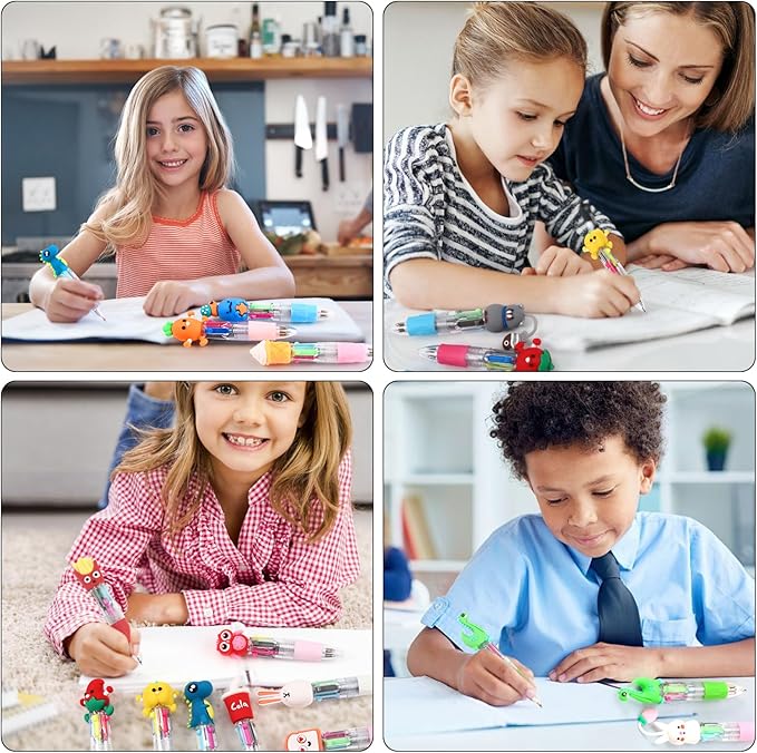 20Pcs Mini Multicolor Pens in One 4-in-1 Cute Pens Bulk for Kids, Fun Kawaii Ballpoint Pen for Birthdays and Children's Party Favors Gifts, Teacher School Supplies-CubbioJoy