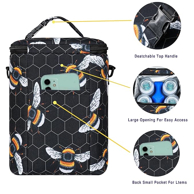 Breastmilk Cooler Bag with Ice Pack Fits 4 Baby Bottles Up to 9 Ounce Insulated Baby Bottle Bag Breast Milk Cooler on The Go with Strap Baby Bottle Cooler Bag for Nursing Mom Daycare or Travel-CubbioJoy