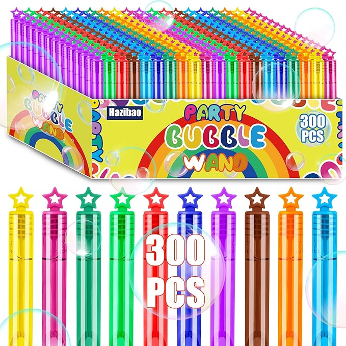 300 Pack 10 Colors Bulk Mini Bubble Wands,Party Favors Bubbles Wand for Kids,Perfect for Summer Outdoor Toys,Goody Bags Stuffer Bubbles,Carnival Prize,Birthday,Wedding-CubbioJoy