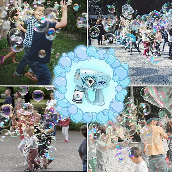 Automatic Gatlin Bubble Gun，Rocket Launcher Bubble Machine Gun，Thousands of Bubbles Per Minute, Suitable for Kids, Adults, Party Favors for Girl Boy (TK-Blue)-CubbioJoy
