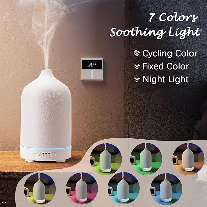 Diffuserlove Ceramic Diffuser 250ML Essential Oil Diffusers Aromatherapy Essential Oil Diffuser for Room Air Diffuser for Home Bedroom Stone Diffuser (White Big Size 250ml)-CubbioJoy