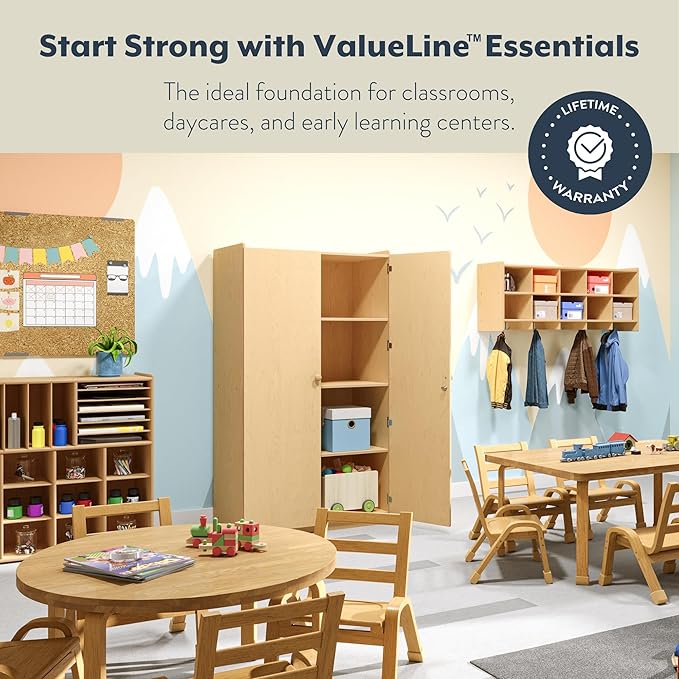 Angeles Value Line Teacher's Storage Cabinet, Classroom Shelves and Daycare Furniture, Lockable Storage Cabinet, 36" L x 19" W x 63" H-CubbioJoy