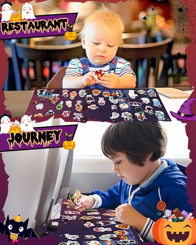 Benresive Reusable Sticker Books for Kids 2-4, Sticker Books for Toddlers 1-3 2-4, Toddler Travel Toys Activities Crafts Gifts - Halloween-CubbioJoy