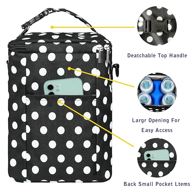 Breastmilk Cooler Bag with Ice Pack Fits 4 Baby Bottles Up to 9 Ounce Insulated Baby Bottle Bag Breast Milk Cooler on The Go with Strap Baby Bottle Cooler Bag for Nursing Mom Daycare or Travel-CubbioJoy