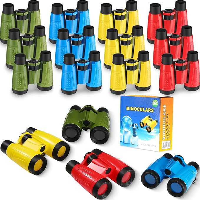 24 Pieces Toy Binoculars with Neck String Assorted Colors Novelty Binoculars Camping Birthday Party Supplies Nature Exploration Toys for Outdoors Indoors Sightseeing, Camping, Birdwatching Wildlife-CubbioJoy