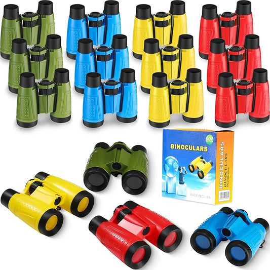 24 Pieces Toy Binoculars with Neck String Assorted Colors Novelty Binoculars Camping Birthday Party Supplies Nature Exploration Toys for Outdoors Indoors Sightseeing, Camping, Birdwatching Wildlife-CubbioJoy