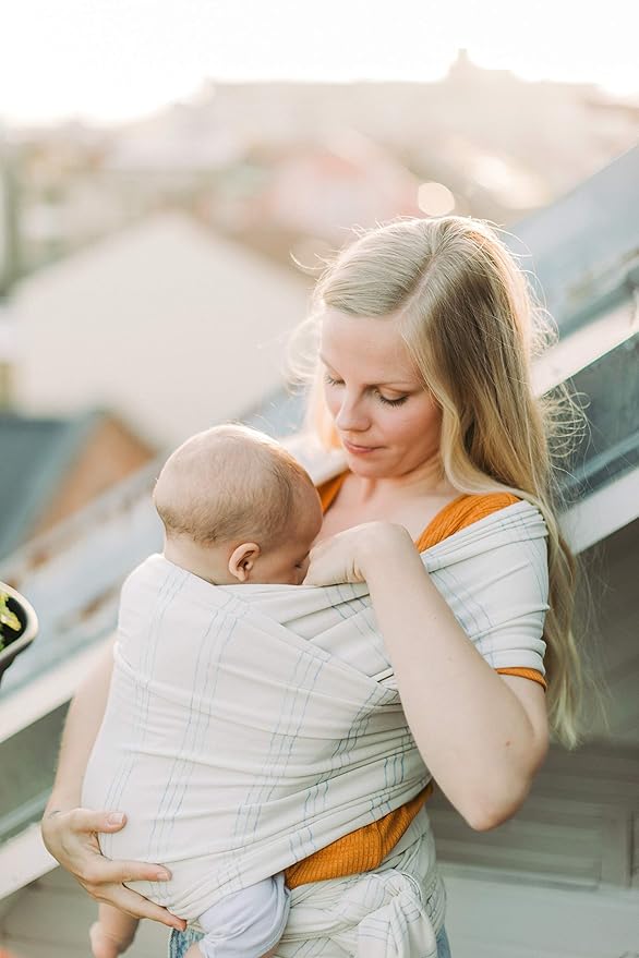Boba Baby Wrap Carrier – Original Baby Sling Carrier for Newborns (7–35 lbs), Soft, Secure, Hands-Free & Ergonomic, Ideal for Comfortable Bonding, New Parents (Serenity Riviera)-CubbioJoy