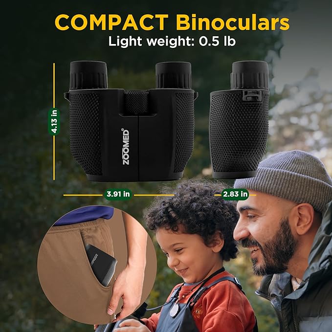 Compact Binoculars for Bird Watching 10x25, Binoculars for Kids and Adults, theather, Easy Focus, Outdoor Travel Sightseeing, Hiking, Small for Adults, Games, Sports, Travel, car Race.-CubbioJoy