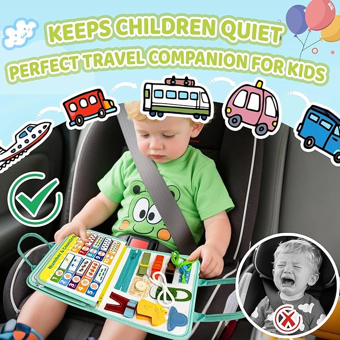 Busy Book for Toddlers 1-3 - Farm Montessori Toys Busy Board for 1 Year Old Boy Girl Gifts Educational Learning Activity Book Toddler Airplane Travel Toy 1+ Years Old Birthday Gift-CubbioJoy