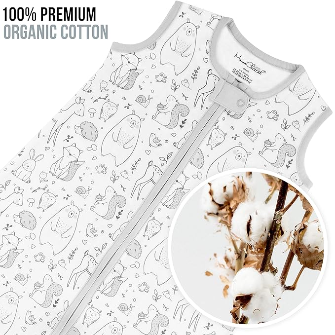 Baby Sleep Sack 1.0 TOG, Organic Cotton Baby Wearable Blanket with Two-Way Zipper, Swaddle Transition Baby Sleeping Bag, All-Season Sleep Sack for Newborn Infant Toddler Boy Girl, 24-48 Months, 1-Pack-CubbioJoy