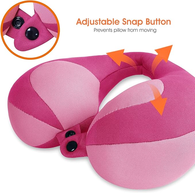 INFANZIA Kids Chin Supporting Travel Neck Pillow, Helps Support Head and Neck, Comfortably Designed for Head, Neck, and Chin Support - Gifts for Toddler/Child/Kids, Pink-CubbioJoy