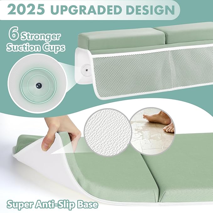 beiens Bath Kneeler and Elbow Rest Pad Set - 1.5'' Comfortable Thick Baby Bath Kneeler Pads, Quick Dry Soft Kneeling Pad for Baby Bath Time, Non-Slip Knee& Arm Support Bathtub Mat with Toys Organizer-CubbioJoy