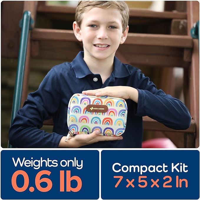 KeepGoing Travel First Aid Kit for Kids – 130 Pc. for Car, Home, Purse, Diaper Bag & Backpack with Latex-Free Bandages - Mini First Aid Kit Travel Size TSA-Approved-CubbioJoy
