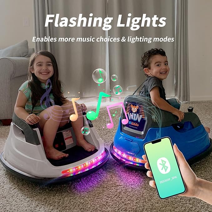 12V Kids Bumper Car, Electric Baby Bumper Car for Toddlers with Remote Control, 3 Speeds - White-CubbioJoy