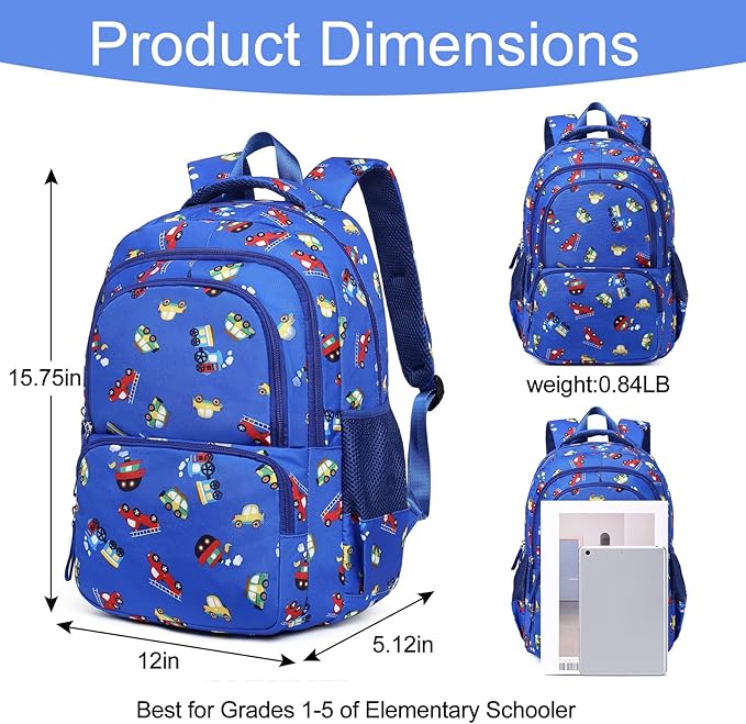 CLUCI Kids Backpack for Boys Bookbags Preschool Toddler Daycare School Bag Elementary Kindergarten Lightweight Waterproof Bluey Backpack Cars-CubbioJoy
