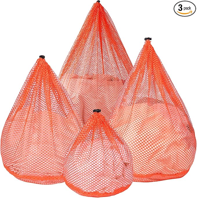 4Pcs Mesh Laundry Bags Washing Machine Mesh Wash Bags for Clothes,Underwear,Lingerie, Bed Linen with Drawstring Closure Sturdy(4 Size, Orange)-CubbioJoy