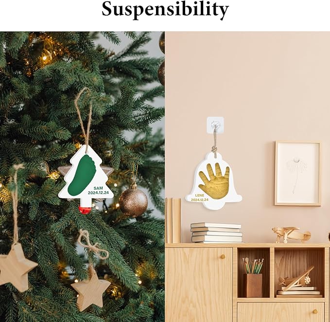 Baby Hand & Footprint Keepsake Kit - Personalized Handprint Footprint Ornament for Newborn Babies, New Mom Gifts, Baby Shower & Registry, Nursery Picture Frame, Pet Paw Print Ornament-CubbioJoy