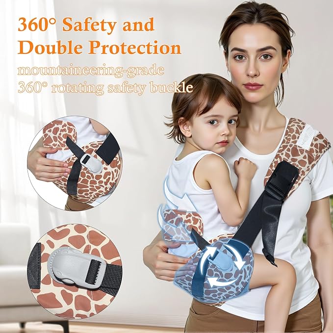 Baby Carrier Newborn to Toddler-Adjustable Baby Sling Carrier,Toddler Carrier for 25-60lbs,Comfortable Baby Sling for Hands-Free Carrying (Coral Leopard Print)-CubbioJoy