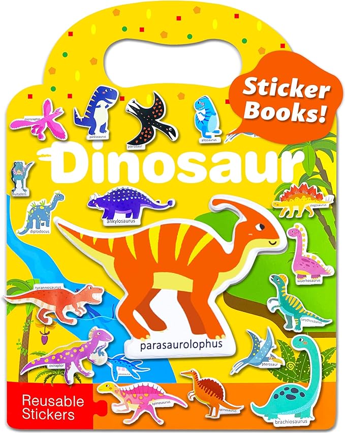 Benresive Reusable Sticker Books for Kids 2-4, Sticker Books for Toddlers 1-3 2-4, Toddler Travel Toys Activities Crafts Gifts - Dinosaur-CubbioJoy