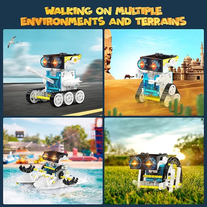 30-in-1 STEM Solar Robot Kit Toys, 243 Pieces Educational Building Science Experiment Kit for Kids Aged 8-12, Birthday Gifts Kids Aged 8 9 10 11 12 13 Years Old(White)-CubbioJoy