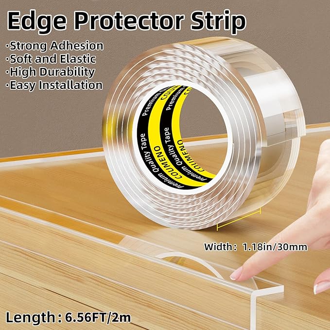 Clear Edge Protector,Safe Corner Protector, Anti-Sharp Edge Protector, for Furniture, Drawers, Tables, Cabinets 1.18inX6.56FT-CubbioJoy