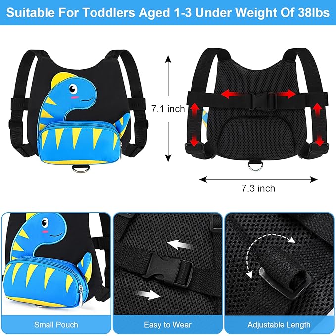 Accmor Toddler Harness Wrist Leash with Anti Lost Wrist Link, Cute Dinosaur Kids Back Pack Child Walking Restraints Holder Straps Belt Tether to Keep Baby Boys Girls Close While Outdoor-CubbioJoy