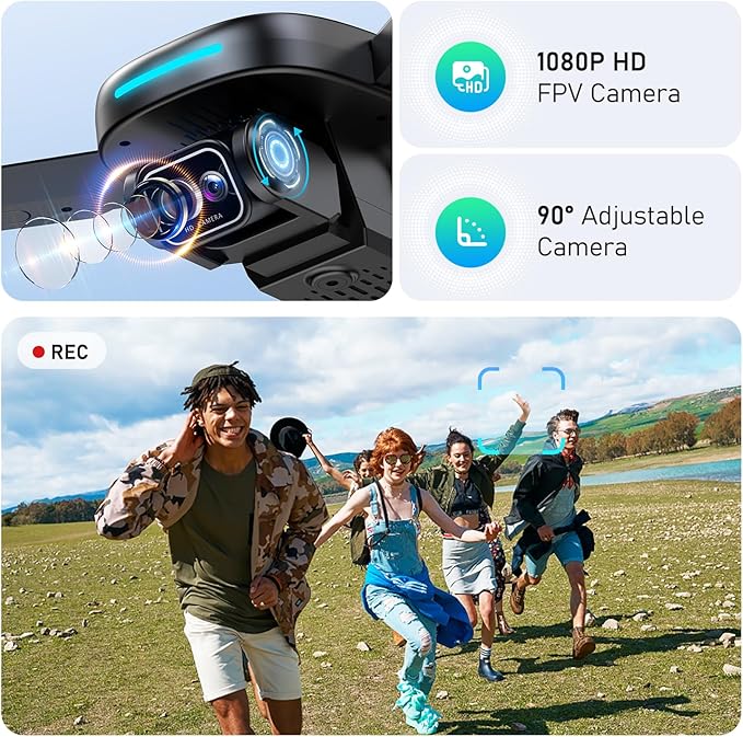 Drone with Camera, 1080P HD FPV Drone with Brushless Motor, One Key Take Off/Landing, Altitude Hold, Gesture Selfie, 3D Flips, 2 Batteries, Drones for Kids 14+-CubbioJoy