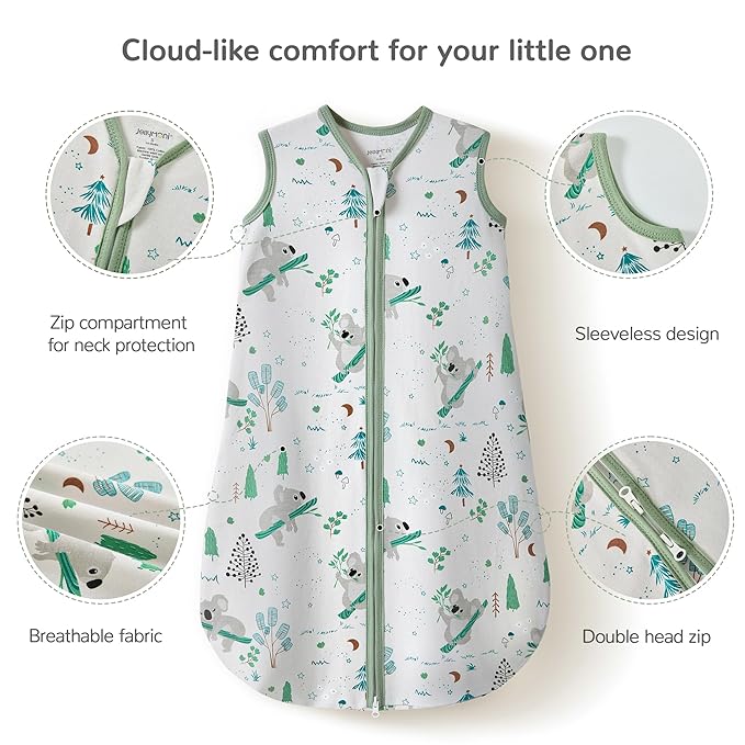 JELLYMONI Baby Sleep Sack 18-24 Months 100% Cotton Wearable Blanket, 0.5 TOG Soft Lightweight Toddler Sleeping Sack 3 Pack 2-Way Zipper Newborn Sleep Sacks-CubbioJoy
