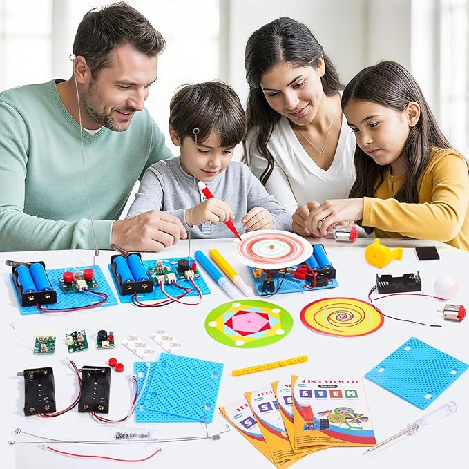 4 Set STEM Science Kits for Kids Age 8-12, 7-in-1 Science Experiments Crafts Projects Electric Motor Building Kit 8-10 9-12, STEM Toys for 6 7 8 9 10 11 13 Year Old Boys Girls Classroom Activity Gift-CubbioJoy