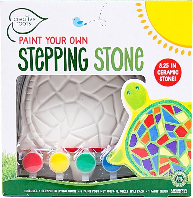 Creative Roots Mosaic Turtle DIY Stepping Stone Kit, Includes Ceramic Stone & 6 Vibrant Paints for Kids Ages 8+-CubbioJoy