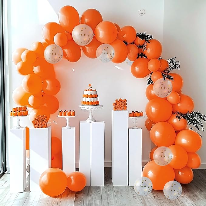 JOYIN 150 Pcs Orange Balloons, Different Sizes 18 12 10 5 Inch Orange Latex Balloon Arch Kit with Instruction for Birthday Party Graduation Wedding Holiday Decoration-CubbioJoy
