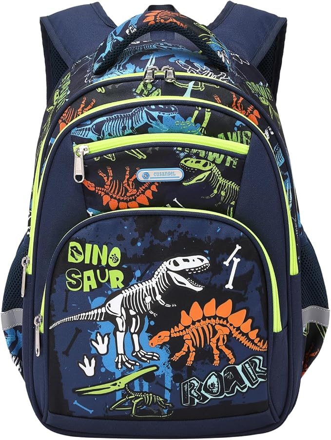 Cusangel Backpack for Boys Girls School Bookbags,Kindergarten Elementary Middle School Lightweight Waterproof Multifunctional Large Capacity for Backpack (17inch Luminous dinosaur)-CubbioJoy