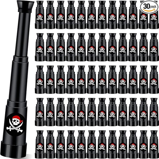 30 Pcs Halloween Pirate Telescope Bulk Pirate Party Favors Mini Plastic Monocular Telescope Toddler Spyglass Toy for Treasure Pretend Cosplay Birthday Party Black 2.6" to 5.5"-CubbioJoy