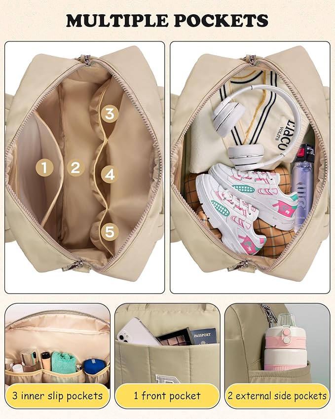 Birthday Gifts for Women-Monogram Duffle Bag, Weekender Bags for Women，Overnight Bag with Wet Pocket，Lightweight Travel Bags Personalized Gym Tote with Makeup Pouch-CubbioJoy