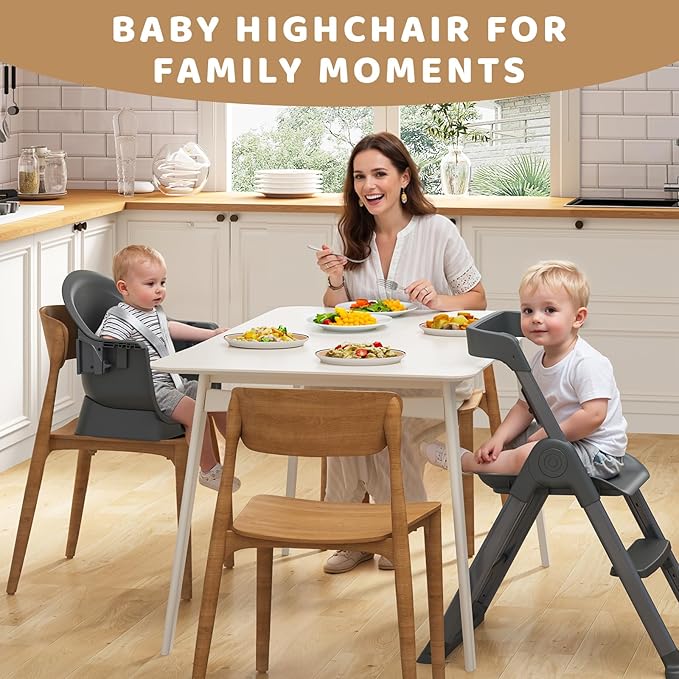6-in-1 Baby High Chair, Convertible Highchair for Babies to Toddlers, Step Stool for Dining Time, Foldable & Easy Clean, Space-Saving Design, Adjustable, Navy Blue-CubbioJoy