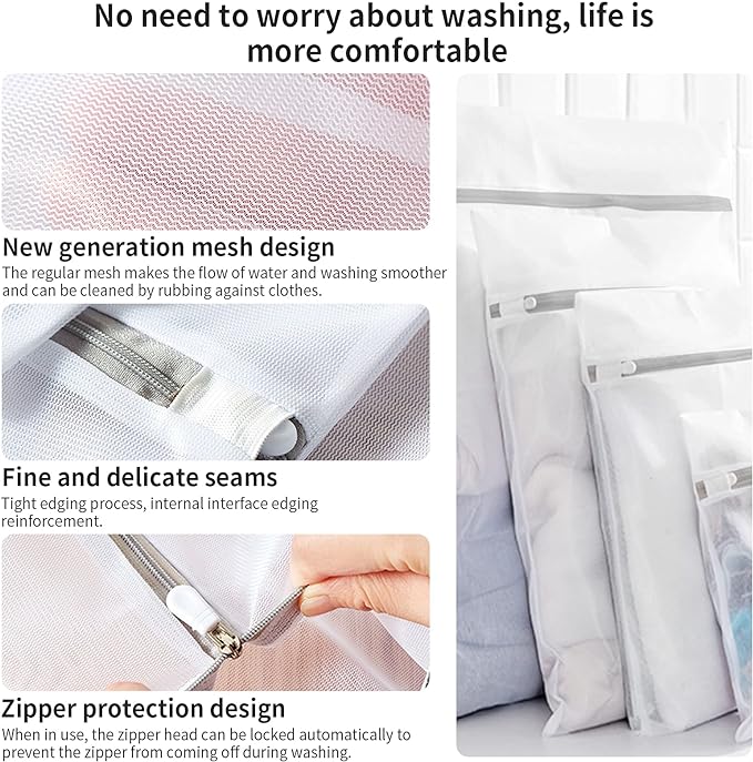 3 Pack Mesh Laundry Bags Medium by MDSXO- Fine Durable Lingerie Delicates Bag for Washing Machine for Socks, Bra, Mask,Underwear 12 * 16 inch [3 Pack]-CubbioJoy
