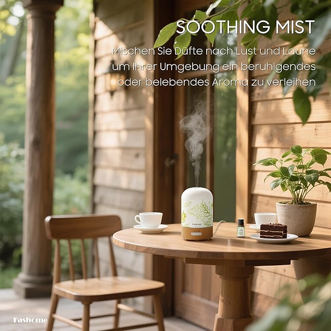 Aromatherapy Essential Oil Diffuser with Jasmine Oil, 6 in 1 Ultrasonic 100ML Aromatherapy Scent Humidifier Vaporizer with Dense fine Mist, Timer, Auto-Off (Summer-Jasmine)-CubbioJoy