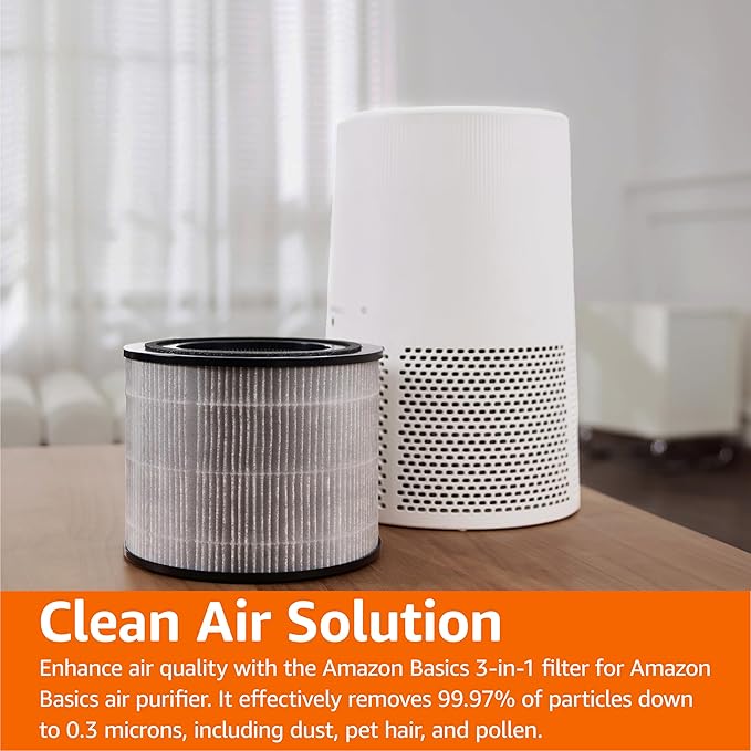 Amazon Basics Air Purifier Replacement 3-In-1 Filter for Amazon Basics Air Purifier B0CL993435 (NOT for other models), Covers Up to 1067 Sq Ft, 1 Pack-CubbioJoy
