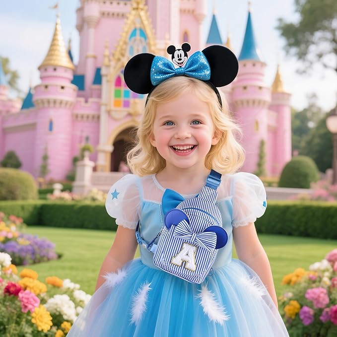 Birthday Gifts for Girls, Sling Bags for Girl Kid Travel, Birthday Gifts for 3 4 5 6 7 8 9 10 Year Old Girls Small Initial Blue Cross Body Sling Bag for Daughter Gift (Blue R)-CubbioJoy