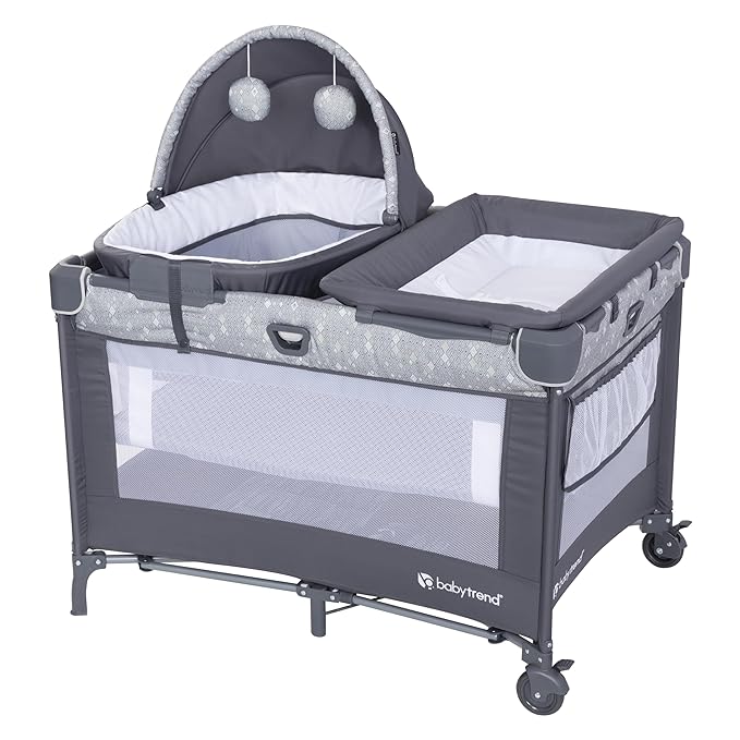 Baby Trend Nursery Den Playard with Snooze Pod and Flip Over Changer, Diamond Sage-CubbioJoy