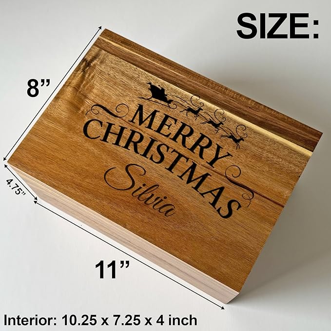 Christmas Eve Box Personalized - Xmas Gift Boxes for Gifts - North Pole Delivery Box - Christmas Tree Present Boxes Customized - Large Santa Storage Chest - Reusable Holiday Decor 11 x 8 x 4.75 in-CubbioJoy