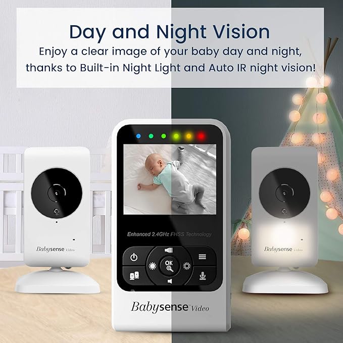 Babysense Video & Breathing Movement Monitor - Video Baby Monitor with Breathing Motion Detection & Alerts Bundle Pack - Video Monitor V24R with Babysense 7 Under-The-Mattress Sleep Monitor-CubbioJoy