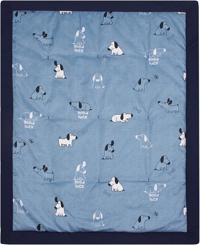 CaSaJa 4-Piece Crib Bedding Set for Boys and Girls, Nursery Baby Bedding Set Including Quilted Comforter with Fitted Crib Sheet and Changing Pad Covers, Reversible Quilt Design, Good Luck Puppy-CubbioJoy