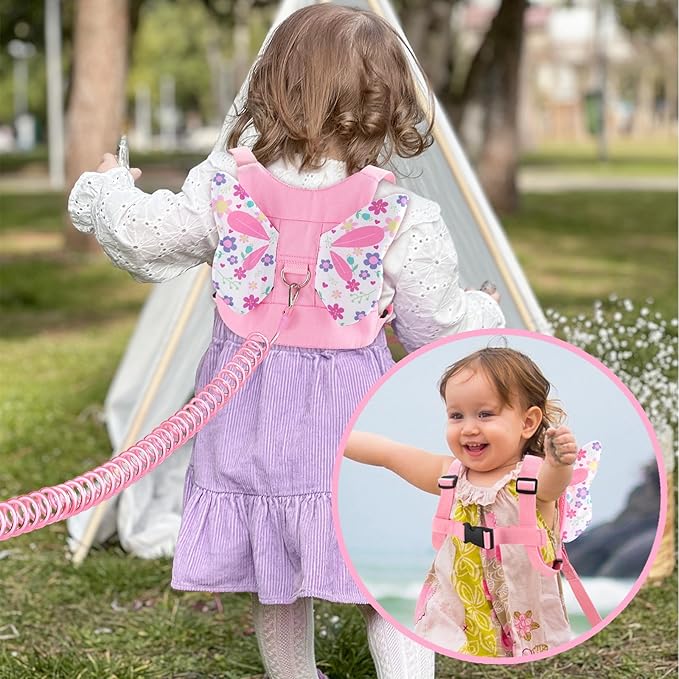 Accmor Toddler Harness Leash, Cute Butterfly Kids Leash + Anti Lost Wrist Link for Outdoor Travel, Adorable Child Walking Harness Wristband Assistant Strap Belt Keep Kids Close for Baby Boys Girls-CubbioJoy