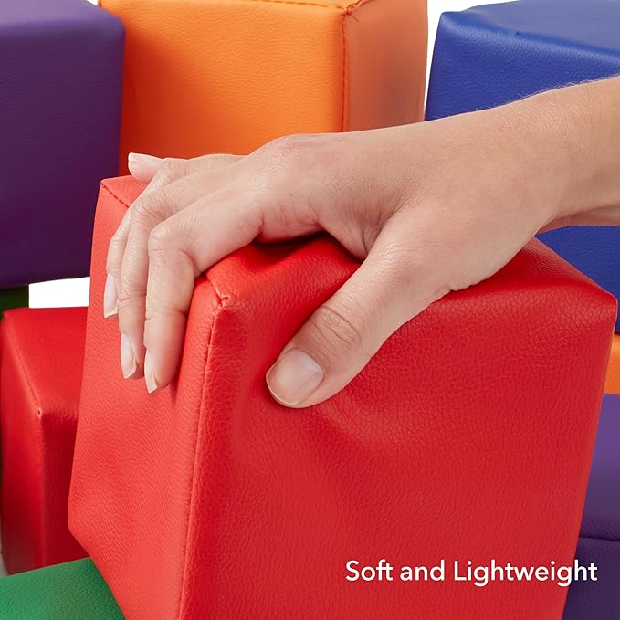 Casafield Toddler Foam Building Blocks (12-Piece Set), 5.5" x 5.5" Soft Play Colorful Kids Stacking Cubes for Daycare, Nursery, Preschool-CubbioJoy