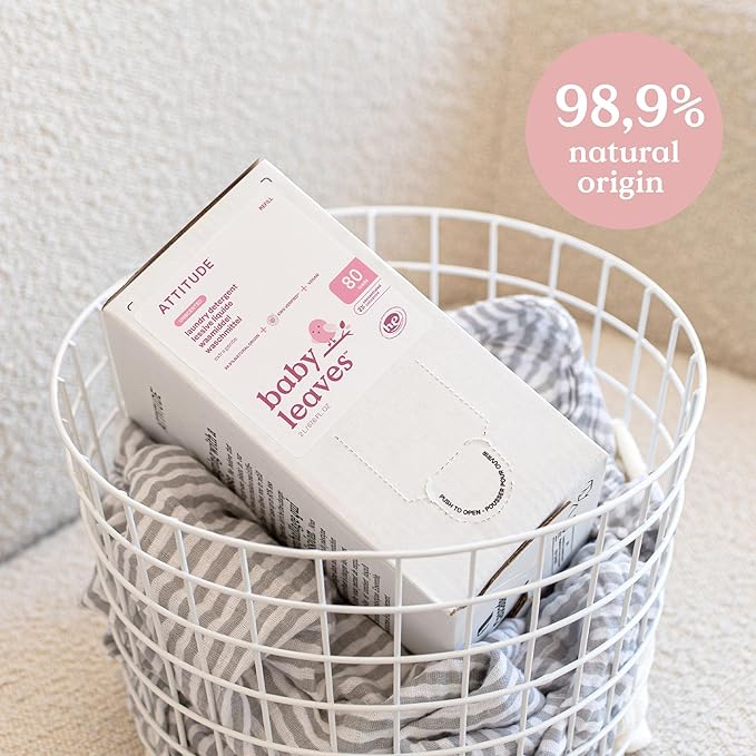 ATTITUDE Baby Laundry Detergent, EWG Verified, Plant and Mineral-Based Formula, HE Compatible, Vegan Household Products, Unscented, 80 Loads, 67.6 Fl Oz (Package may vary)-CubbioJoy