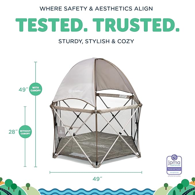 Baby Delight Go with Me Eclipse Deluxe Portable Playard | Playpen | Sun Canopy | Indoor and Outdoor | Ultra Padded Nylon Floor | Sandstone-CubbioJoy