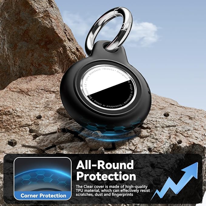 Compatiable with Apple AirTags Holder, Waterproof for AirTags Holder Keychain, Anti-Scratch & Shock Air TagHolder Case,Men's Women's Keyrings & Keychains, Cover for Dog,Car Key,Luggage -Black-CubbioJoy